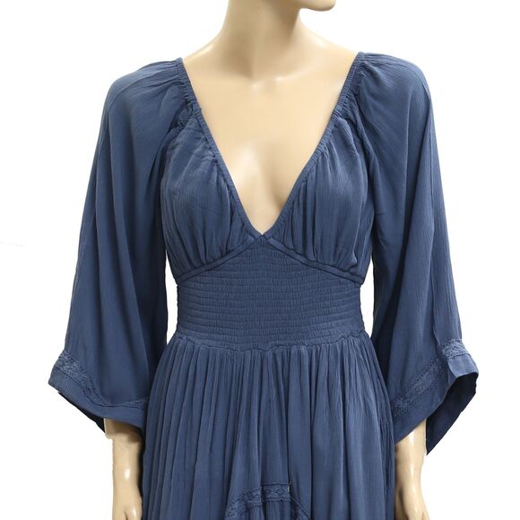 Free People Free-est Dixie Maxi Long Dress Smocked Embroidered Lace M New 283903 - Picture 6 of 8